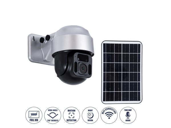 GloboStar® 86049 Αυτόνομη Ηλιακή Camera 1080P 2MP WiFi 150° Μπαταρία 3200mAh Φωτοβολταϊκό Πάνελ Διπλή Κατέυθυνση Ομιλίας Αδιάβροχη IP66 Ψυχρό Λευκό 6000K - Ασημί GloboStar® 86049 Αυτόνομη Ηλιακή Camera 1080P 2MP WiFi 150° Μπαταρία 3200mAh Φωτοβολταϊκό Πάνελ Διπλή Κατέυθυνση Ομιλίας Αδιάβροχη IP66 Ψυχρό Λευκό 6000K - Ασημί