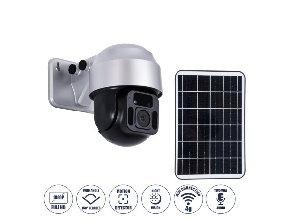 GloboStar® 86054 Αυτόνομη Ηλιακή Camera 1080P 2MP 4G SIM CARD WiFi 150° Μπαταρία 3200mAh Φωτοβολταϊκό Πάνελ Διπλή Κατέυθυνση Ομιλίας Αδιάβροχη IP66 Ψυχρό Λευκό 6000K - Ασημί GloboStar® 86054 Αυτόνομη Ηλιακή Camera 1080P 2MP 4G SIM CARD WiFi 150° Μπαταρία 3200mAh Φωτοβολταϊκό Πάνελ Διπλή Κατέυθυνση Ομιλίας Αδιάβροχη IP66 Ψυχρό Λευκό 6000K - Ασημί