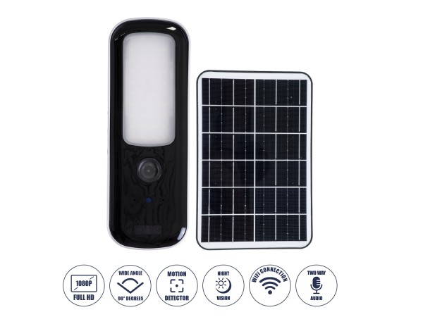 GloboStar® 86073 Αυτόνομος Ηλιακός Επιτοίχιος Προβολέας LED SMD 12W 600lm με IP Camera 1080P 2MP WiFi 150° Μοιρών - Ενσωματωμένη Μπαταρία 2500mAh - Φωτοβολταϊκό Πάνελ - Αισθητήρα Ημέρας-Νύχτας & Ρύθμιση Χρόνου Ανάμματος - Αδιάβροχος IP66 Ψυχρό Λευκό 6000K GloboStar® 86073 Αυτόνομος Ηλιακός Επιτοίχιος Προβολέας LED SMD 12W 600lm με IP Camera 1080P 2MP WiFi 150° Μοιρών - Ενσωματωμένη Μπαταρία 2500mAh - Φωτοβολταϊκό Πάνελ - Αισθητήρα Ημέρας-Νύχτας & Ρύθμιση Χρόνου Ανάμματος - Αδιάβροχος IP66 Ψυχρό Λευκό 6000K