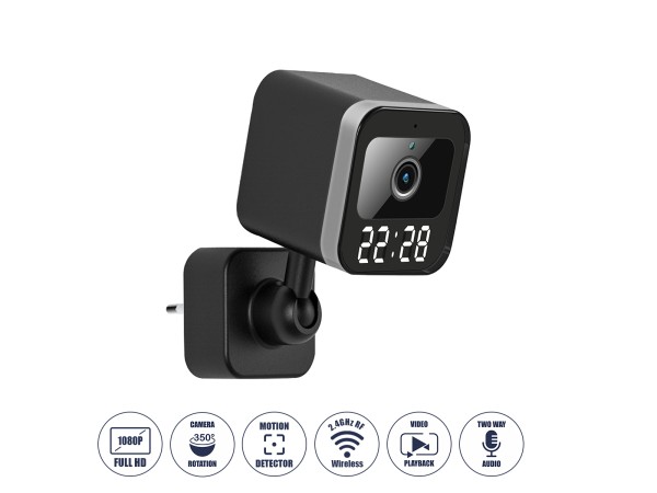 GloboStar® 86082 Επιτοίχια Κάμερα Πρίζας WiFi HD 1080P 350° Διπλή Κατέυθυνση Ομιλίας & Ανιχνευτή Κίνησης - Απομακρυσμένος Έλεγχος IP20 - Μαύρο - Μ6 x Π5.5 x Υ16cm - 2 Χρόνια Εγγύηση GloboStar® 86082 Επιτοίχια Κάμερα Πρίζας WiFi HD 1080P 350° Διπλή Κατέυθυνση Ομιλίας & Ανιχνευτή Κίνησης - Απομακρυσμένος Έλεγχος IP20 - Μαύρο - Μ6 x Π5.5 x Υ16cm - 2 Χρόνια Εγγύηση