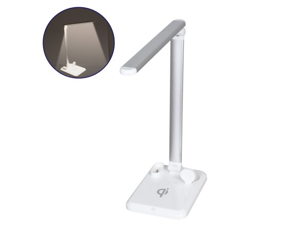 GLOBOSTAR® ONO 86101 Μοντέρνο Επιτραπέζιο Φωτιστικό Γραφείου με Ασύρματη Φόρτιση 10W 2A LED 5W 1000lm 90° DC 5V με USB-C IP20 Φυσικό Λευκό 4500K - Sanan SMD Chip - Λευκό - Μ33 x Π14 x Υ63cm - 2 Χρόνια Εγγύηση