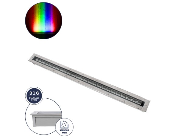 GloboStar® UNDERGROUND-PASSAGGIO 90197 Χωνευτό Φωτιστικό Wall Washer Δαπέδου LED 24W 2040lm 10° DC 24V Αδιάβροχο IP68 με Ρυθμιζόμενη Γωνία Φωτισμού L108 x W9 x H7.5cm RGBW DMX512 - Ανοξείδωτο Ατσάλι - 3 Years Warranty GloboStar® UNDERGROUND-PASSAGGIO 90197 Χωνευτό Φωτιστικό Wall Washer Δαπέδου LED 24W 2040lm 10° DC 24V Αδιάβροχο IP68 με Ρυθμιζόμενη Γωνία Φωτισμού L108 x W9 x H7.5cm RGBW DMX512 - Ανοξείδωτο Ατσάλι - 3 Years Warranty