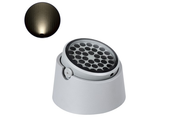 GloboStar® FLOOD-RANA 90492 Κινούμενος Προβολέας - Σποτ Φωτισμού Wall Washer για Φωτισμό Κτιρίων LED 60W 5700lm 5° DC 24V Αδιάβροχο IP67 Φ30 x Υ21cm Φυσικό Λευκό 4500K - Γκρι - 3 Years Warranty