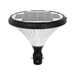 GLOBOSTAR® SQUARE 90503 Φωτιστικό Κεφαλής Post Top Πλατείας/Πάρκου/Κήπου LED 40W 1600lm 120° DC 5V με Ενσωματωμένο Φωτοβολταϊκό Panel 5V 25W & Επαναφορτιζόμενη Μπαταρία Li-ion 3.2V 30000mAh με Αισθητήρα Κίνησης-Ημέρας-Νύχτας Αδιάβροχο IP65 Θερμό Λευκό 270