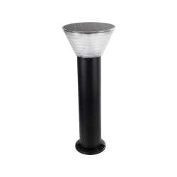 GLOBOSTAR® VEGGIE 90525 Φωτιστικό Κολωνάκι Κήπου LED 10W 500lm 120° με Ενσωματωμένο Φωτοβολταϊκό Panel 6V 2W & Επαναφορτιζόμενη Μπαταρία Li-ion 3.2V 1800mAh με Αισθητήρα Ημέρας-Νύχτας Αδιάβροχο IP65 Ψυχρό Λευκό 6000K - Sanan SMD Chip - Μαύρο- Μ23 x Π23 x 