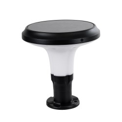 GLOBOSTAR® WHISPER 90535 Φωτιστικό Κολωνάκι Κήπου LED 10W 500lm 120° με Ενσωματωμένο Φωτοβολταϊκό Panel 6V 2W & Επαναφορτιζόμενη Μπαταρία Li-ion 3.2V 1800mAh με Αισθητήρα Ημέρας-Νύχτας Αδιάβροχο IP65 Ψυχρό Λευκό 6000K - Sanan SMD Chip - Γκρι Ανθρακί - Μ25