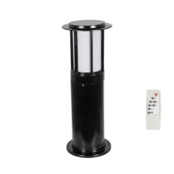 GLOBOSTAR® SOLARMIS 90536 Φωτιστικό Κολωνάκι Κήπου LED 10W 180lm 120° με Ενσωματωμένο Φωτοβολταϊκό Panel 6V 5W & Επαναφορτιζόμενη Μπαταρία Li-ion 3.2V 6000mAh με Αισθητήρα Ημέρας-Νύχτας Αδιάβροχο IP65 All in One CCT 6000K-4500K-2700K - Μαύρο - Μ22 x Π22 x