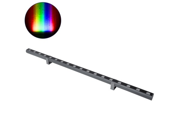 GLOBOSTAR® WASHERPANDA 90581 Μπάρα Φωτισμού Wall Washer LED 18W 1530lm 15° DC 24V Αδιάβροχο IP67 Πολύχρωμο RGBW Dimmable DMX512 - Bridgelux SMD Chip - Γκρι Ανθρακί - Μ100 x Π4 x Υ3.5cm - 3 Χρόνια Εγγύηση