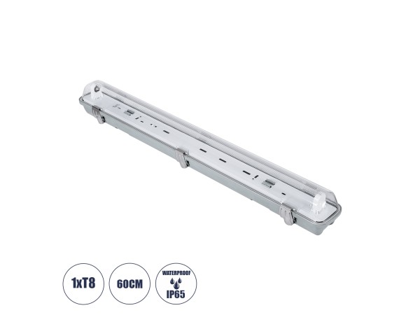 GLOBOSTAR® VIGAS 90610 Γραμμικό Βιομηχανικό Φωτιστικό Σκαφάκι Tri-Proof με Μεταλλικά Clips για 1 x Λάμπα T8 G13 60cm Τύπου Φθορίου LED Τροφοδοσίας Ενός Άκρου 120° AC 220-240V Αδιάβροχο IP65 - Γκρι με Διάφανο Κάλυμμα Πλαστικό PC - Μ66 x Π8 x Υ8cm GLOBOSTAR® VIGAS 90610 Γραμμικό Βιομηχανικό Φωτιστικό Σκαφάκι Tri-Proof με Μεταλλικά Clips για 1 x Λάμπα T8 G13 60cm Τύπου Φθορίου LED Τροφοδοσίας Ενός Άκρου 120° AC 220-240V Αδιάβροχο IP65 - Γκρι με Διάφανο Κάλυμμα Πλαστικό PC - Μ66 x Π8 x Υ8cm