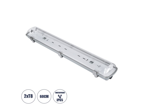 GLOBOSTAR® VIGAS 90611 Γραμμικό Βιομηχανικό Φωτιστικό Σκαφάκι Tri-Proof με Μεταλλικά Clips για 2 x Λάμπες T8 G13 60cm Τύπου Φθορίου LED Τροφοδοσίας Ενός Άκρου 120° AC 220-240V Αδιάβροχο IP65 - Γκρι με Διάφανο Κάλυμμα Πλαστικό PC - Μ66 x Π11.5 x Υ9cm GLOBOSTAR® VIGAS 90611 Γραμμικό Βιομηχανικό Φωτιστικό Σκαφάκι Tri-Proof με Μεταλλικά Clips για 2 x Λάμπες T8 G13 60cm Τύπου Φθορίου LED Τροφοδοσίας Ενός Άκρου 120° AC 220-240V Αδιάβροχο IP65 - Γκρι με Διάφανο Κάλυμμα Πλαστικό PC - Μ66 x Π11.5 x Υ9cm