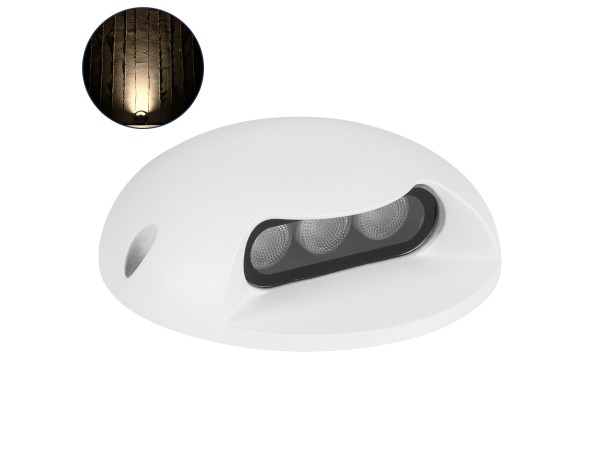 GLOBOSTAR® STEPLUNA 90619 Φωτιστικό Σκαλοπατιού / Διαδρόμου LED 3W 330lm 10° DC 24V Αδιάβροχο IP65 Θερμό Λευκό 2700K Dimmable - Bridgelux SMD Chip - Λευκό Ματ - Μ12 x Π12 x Υ3cm - 3 Χρόνια Εγγύηση