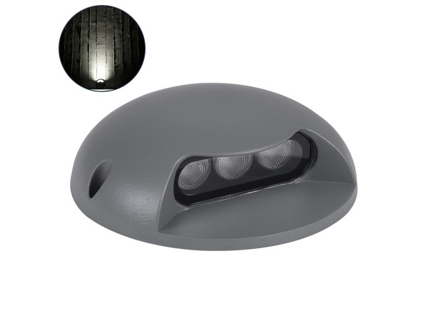 GLOBOSTAR® STEPLUNA 90623 Φωτιστικό Σκαλοπατιού / Διαδρόμου LED 3W 345lm 10° DC 24V Αδιάβροχο IP65 Φυσικό Λευκό 4500K Dimmable - Bridgelux SMD Chip - Γκρι Ανθρακί - Μ12 x Π12 x Υ3cm - 3 Χρόνια Εγγύηση