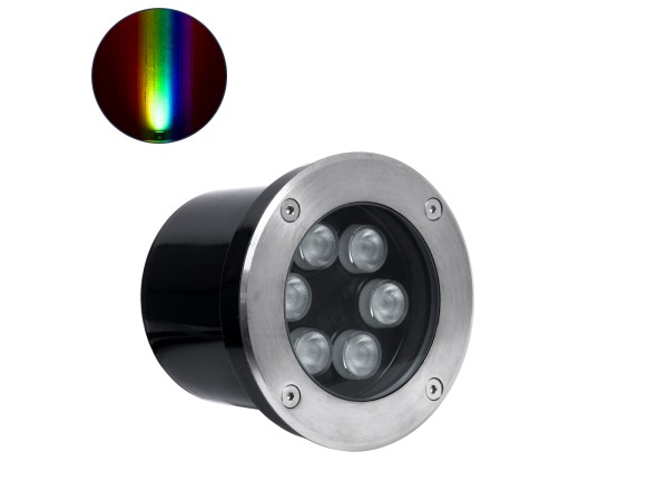 GloboStar® UNDERGROUND-TINA 90666 Χωνευτό Φωτιστικό Σποτ Δαπέδου LED 9W 945lm 30° DC 24V Αδιάβροχο IP65 Φ12 x Υ9cm Πολύχρωμο RGBW DMX512 - Ανοξείδωτο Ατσάλι - 3 Years Warranty