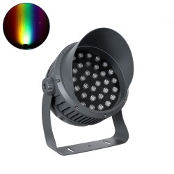 GLOBOSTAR® FLOODIMO 90748 Προβολέας Σποτ Wall Washer με Αντιθαμβωτική Γρίλια LED 100W 8000lm 10° DC 24V Αδιάβροχο IP67 Πολύχρωμο RGBW Dimmable DMX512 - Bridgelux SMD Chip - Γκρι Ανθρακί - Μ34 x Π36 x Υ44cm - 3 Χρόνια Εγγύηση