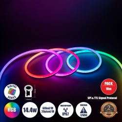 GLOBOSTAR® NEONIO-C 90755 Ψηφιακή Pixel Addressable Ταινία Neon Flex LED 14.4W/m 864lm/m 180° DC 12V Αδιάβροχο IP65 60 x SMD5050 Chip/m 20 x Pixel/m Πολύχρωμο RGB Dimmable SPI/TTL Protocol IC SM16703P/WS2811/WS2812 - Μ1000 x Π1 x Υ2.3cm - Ρολό 10 Μέτρων -