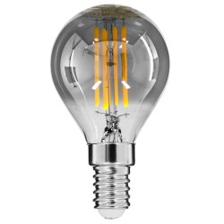 GLOBOSTAR® SPHERE 99063 Λάμπα E14 G45 LED 4W 400lm 360° AC 220-240V IP20 Θερμό Λευκό 2700K Dimmable - Filament Chip - Μαύρο Φιμέ - Μ4.5 x Π4.5 x Υ8.1cm - 3 Χρόνια Εγγύηση