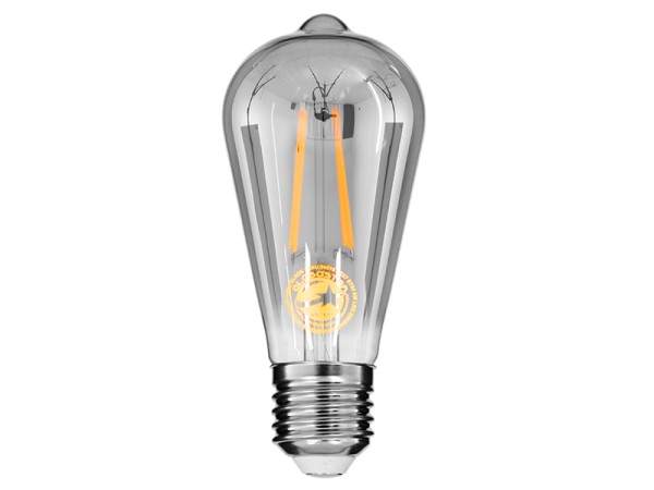 GLOBOSTAR® PEAR 99076 Λάμπα E27 ST64 LED 8W 800lm 360° AC 220-240V IP20 Θερμό Λευκό 2700K Dimmable - Long Filament Chip - Μαύρο Φιμέ - Μ6.4 x Π6.4 x Υ14.5cm - 3 Χρόνια Εγγύηση