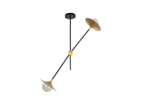 GLOBOSTAR® JOLIET 999-0043 Μοντέρνο Φωτιστικό Οροφής με Ντουί 2 x G9 AC 220-240V IP20 - Μαύρο & Χρυσό - Μ93 x Π20 x Υ106cm
