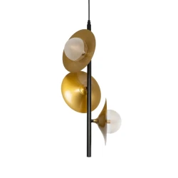 GLOBOSTAR® JOLIET 999-0046 Μοντέρνο Κρεμαστό Φωτιστικό Οροφής με Ντουί 3 x G9 AC 220-240V IP20 - Μαύρο & Χρυσό - Μ27 x Π27 x Y62cm