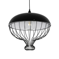 GLOBOSTAR® SOBRINO 999-0112 Vintage Κρεμαστό Φωτιστικό Οροφής με Ντουί 1 x E27 AC 220-240V IP20 - Μαύρο - Μ45 x Π45 x Υ45cm