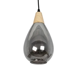 GLOBOSTAR® NOAH 999-0184 Μοντέρνο Κρεμαστό Φωτιστικό Οροφής με Ντουί 1 x E27 AC 220-240V IP20 - Γκρι & Μπεζ - Μ16 x Π16 x Υ30cm