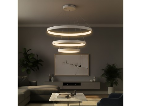 kelvo® NEMESIS KLV-101-0221 Κρεμαστό Φωτιστικό Οροφής LED 120W 12000lm 180° AC 220-240V IP20 Ρυθμιζόμενο Λευκό CCT με Χειριστήριο από 2700K έως 6000K Dimmable - Lumileds SMD Chip - Λευκό Ματ - Μ80 x Π80 x Υ80cm - 3 Χρόνια Εγγύηση