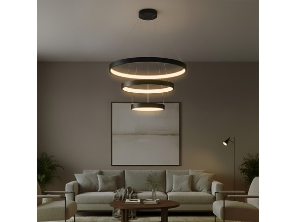 kelvo® NEMESIS KLV-101-0217 Κρεμαστό Φωτιστικό Οροφής LED 100W 10000lm 180° AC 220-240V IP20 Ρυθμιζόμενο Λευκό CCT με Χειριστήριο από 2700K έως 6000K Dimmable - Lumileds SMD Chip - Μαύρο Ματ - Μ60 x Π60 x Υ60cm - 3 Χρόνια Εγγύηση