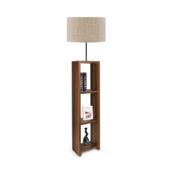 GLOBOSTAR® WOODO 204-0051 Μοντέρνο Επιδαπέδιο Φωτιστικό με Ντουί 1 x E27 AC 220-240V IP20 - Καφέ & Μπεζ - Μ38 x Π38 x Υ150cm