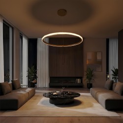 kelvo® DIAMOND KLV-101-0230 Κρεμαστό Φωτιστικό Οροφής LED 45W 4500lm 180° AC 220-240V IP20 Ρυθμιζόμενο Λευκό CCT με Χειριστήριο από 2700K έως 6000K Dimmable - Lumileds SMD Chip - Χρυσό Πλατίνα - Μ60 x Π60 x Υ3cm - 3 Χρόνια Εγγύηση