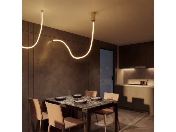 kelvo® GLOW KLV-101-0155-V2 Φωτιστικό Οροφής / Απλίκα LED 27W 2700lm 360° AC 220-240V IP20 Ρυθμιζόμενο Λευκό CCT με Χειριστήριο από 2700K έως 6000K Dimmable - Lumileds SMD Chip - Χρυσό Πλατίνα - Μ90 x Π9 x Υ95cm - 3 Χρόνια Εγγύηση