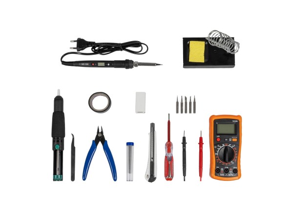 GLOBOSTAR® ELEKIT 79978 Ολοκληρωμένο DIY ΚΙΤ Εργαλείων Ηλεκτρονικού - Κολλητήρι & Βάση, Απορροφητική Τρόμπα Κόλλησης, Πλαγιοκόφτης, Τσιμπιδάκι Tweezer, Πενσέτα, Καλάι Κόλλησης, Κοπίδια, Φαλτσέτες & Ψηφιακό Πολύμετρο - Μ26 x Π18 x Υ5.5cm GLOBOSTAR® ELEKIT 79978 Ολοκληρωμένο DIY ΚΙΤ Εργαλείων Ηλεκτρονικού - Κολλητήρι & Βάση, Απορροφητική Τρόμπα Κόλλησης, Πλαγιοκόφτης, Τσιμπιδάκι Tweezer, Πενσέτα, Καλάι Κόλλησης, Κοπίδια, Φαλτσέτες & Ψηφιακό Πολύμετρο - Μ26 x Π18 x Υ5.5cm