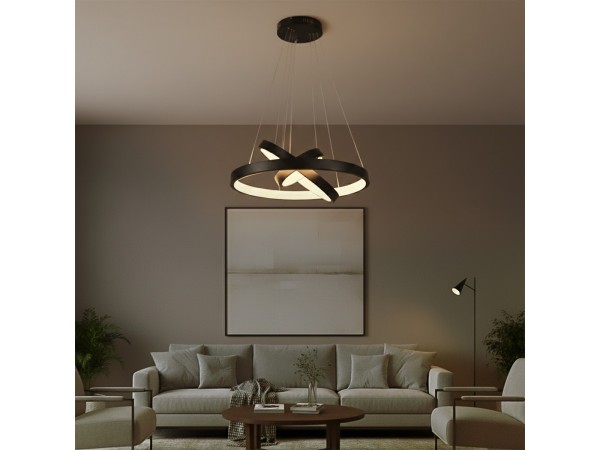 kelvo® NEMESIS KLV-101-0217-V2 Κρεμαστό Φωτιστικό Οροφής LED 100W 10000lm 180° AC 220-240V IP20 Ρυθμιζόμενο Λευκό CCT με Χειριστήριο από 2700K έως 6000K Dimmable - Lumileds SMD Chip - Μαύρο Ματ - Μ60 x Π60 x Υ60cm - 3 Χρόνια Εγγύηση