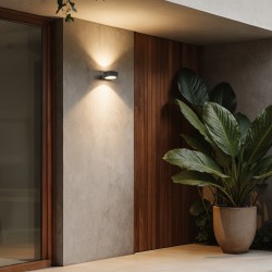 kelvo® AURA KLV-101-0114 Φωτιστικό Τοίχου / Απλίκα LED 7W 875lm 45° AC 220-240V Αδιάβροχο IP65 Θερμό Λευκό 2700K - Bridgelux COB Chip & TÜV SÜD Driver - Γκρι Ανθρακί Ματ - Μ15 x Π13 x Υ4.5cm - 5 Χρόνια Εγγύηση