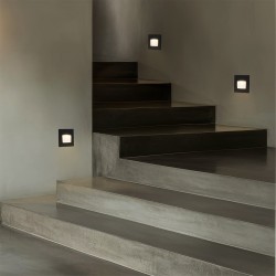 kelvo® STEPART KLV-101-0077 Χωνευτό Φωτιστικό Σκαλοπατιού / Διαδρόμου LED 3W 375lm 45° AC 220-240V Αδιάβροχο IP65 Θερμό Λευκό 2700K - Lumileds SMD Chip & TÜV SÜD Driver - Μαύρο Ματ - Μ8.5 x Π5 x Υ8.5cm / Q6.7 x 6.7cm - 5 Χρόνια Εγγύηση