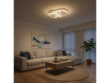 kelvo® DIAMOND KLV-101-0224 Φωτιστικό Οροφής LED 67W 6700lm 360° AC 220-240V IP20 Ρυθμιζόμενο Λευκό CCT με Χειριστήριο από 2700K έως 6000K Dimmable - Lumileds SMD Chip - Λευκό Ματ - Μ60 x Π40 x Υ14cm - 3 Χρόνια Εγγύηση