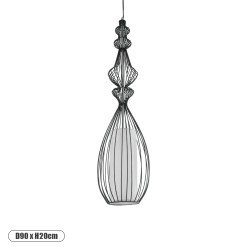 GLOBOSTAR® LILY 01561 Vintage Κρεμαστό Φωτιστικό Οροφής με Ντουί 1 x E27 AC 220-240V IP20 - Μαύρο & Λευκό - Μ20 x Π20 x Υ90cm