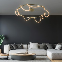 kelvo® GLOW KLV-101-0151 Φωτιστικό Οροφής LED 89W 8900lm 360° AC 220-240V IP20 Ρυθμιζόμενο Λευκό CCT με Χειριστήριο από 2700K έως 6000K Dimmable - Lumileds SMD Chip - Χρυσό Πλατίνα - Μ150 x Π150 x Υ30cm - 3 Χρόνια Εγγύηση