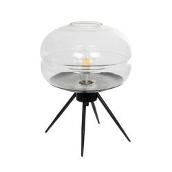 GLOBOSTAR® JAVAN 999-0036 Μοντέρνο Επιτραπέζιο Φωτιστικό Πορτατίφ με Ντουί 1 x E27 AC 220-240V IP20 - Διάφανο & Μαύρο - Μ30 x Π30 x Υ40cm