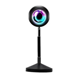 GLOBOSTAR® SUNSET GLB-106-0022 Επιτραπέζιο Φωτιστικό Πορτατίφ Προτζέκτορας Sunset με RF Ασύρματο Χειριστήριο & Λειτουργία μέσω WiFi APP LED 6W 360lm 60° AC 220-240V IP20 Πολύχρωμο RGB Dimmable - Sanan SMD Chip - Μαύρο - Μ10 x Π10 x Υ27cm - 2 Χρόνια Εγγύησ