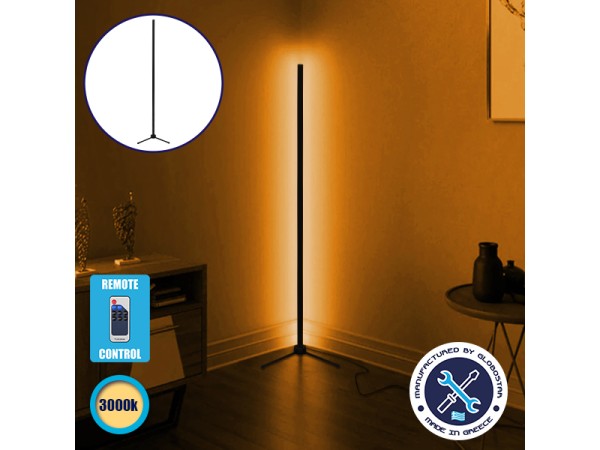 Μοντέρνο Minimal Επιδαπέδιο Μαύρο Φωτιστικό 200cm LED 32 Watt με Ασύρματο Χειριστήριο RF & Dimmer Θερμό Λευκό 3000k GloboStar ALIEN Design GLOBO-200-3