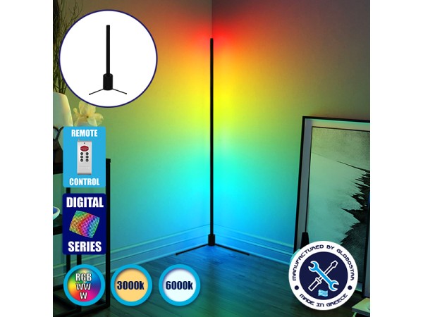 Μοντέρνο Minimal Επιτραπέζιο Μαύρο Φωτιστικό 50cm LED 8 Watt με Ασύρματο Χειριστήριο 2.4G RF & Dimmer RGBW+WW Πολύχρωμο Digital Magic Dot Pixel GloboStar ALIEN Design GLOBO-50-11