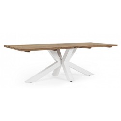 Τραπεζαρία Ramsey Μασίφ Ξύλο Καφέ-Λευκή 240x100x77εκ. - Καφέ
