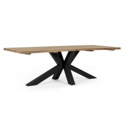 Τραπεζαρία Ramsey Μασίφ Ξύλο Καφέ-Μαύρη 240x100x77εκ. - Μαύρο