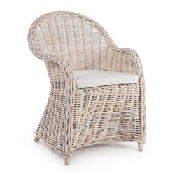 Πολυθρόνα Martin Εξωτερικού Χώρου Λευκή Rattan 60x67x89εκ. - Μπεζ