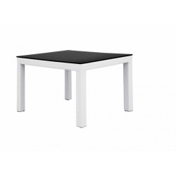 Τραπέζι Φαγητού Ghost Αλουμινίου/Polyrattan Λευκό 100x100x77εκ. - Μαύρο