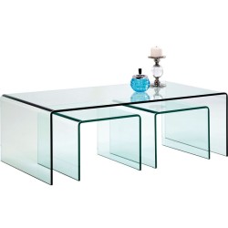 Τραπέζι Μέσης Γυάλινο Clear Club (Σετ 3) 90x50x36εκ - Διάφανο