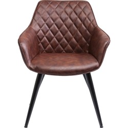 Καρέκλα Με Μπράτσα Harry Δερματίνη Καφέ 60x63x84εκ - Καφέ