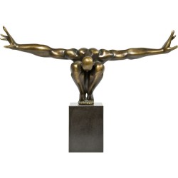 Διακοσμητικό Επιτραπέζιο Αθλητής Bronze Μέταλλο-Μάρμαρο 75x21x52εκ - Χρυσό