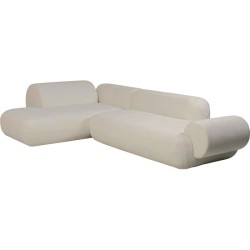 Καναπές Γωνία Αριστερή Soft Edge Ύφασμα Μπεζ 345*195*74εκ. - Μπεζ