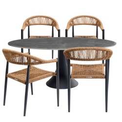 Σετ Κήπου Palma Possibilita (5/Set) Κεραμικό Μαύρη 180x120x73εκ - Μαύρο